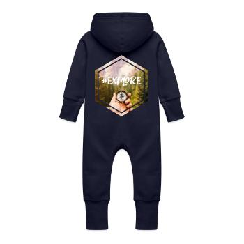 #explore - Baby Organic Sweat Overalls With Hood - navy - Back