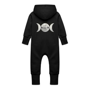 Triple Moon Blessings - Baby Organic Sweat Overalls With Hood - vanilla - Back