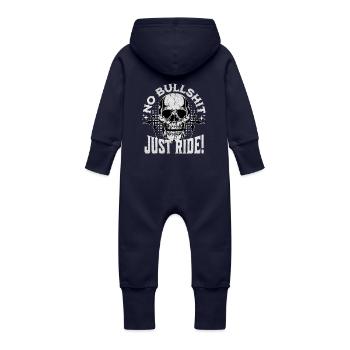 Motorrad, Moto, Motocross, Motor race, Dirt Biker - Baby Bio Sweat Overall mit Kapuze - Navy - Hinten