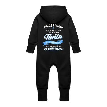 Finger weg! verrückte Tante Verwandte Familie Kind - Baby Bio Sweat Overall mit Kapuze - Vanille-Milchshake - Hinten