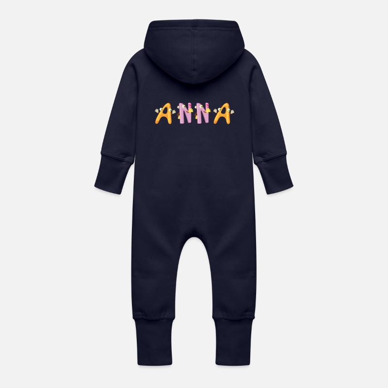 Anna - Grenouillère à capuche bio en molleton Bébé - marine