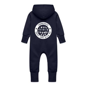 Tierschutz geht uns alle an - Baby Bio Sweat Overall mit Kapuze - Navy - Hinten