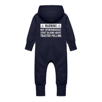 Funny Tractor Pulling-Geschenk-Idee - Baby Bio Sweat Overall mit Kapuze - Navy - Hinten