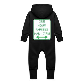 Road sign one hour parking - Baby Organic Sweat Overalls With Hood - vanilla - Back