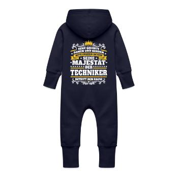 Seine Majestät der Techniker - Baby Bio Sweat Overall mit Kapuze - Navy - Hinten