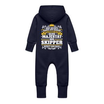 Seine Majestät der Skipper - Baby Bio Sweat Overall mit Kapuze - Navy - Hinten