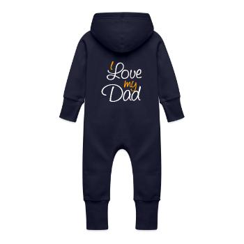 J'aime mon papa - corps drôle de bébé t-shirt fathersday - Grenouillère à capuche bio en molleton Bébé - marine - Dos