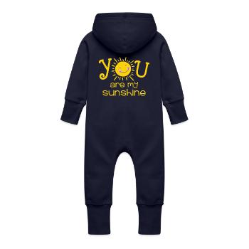 Du bist mein Sonnenschein - Baby Bio Sweat Overall mit Kapuze - Navy - Hinten