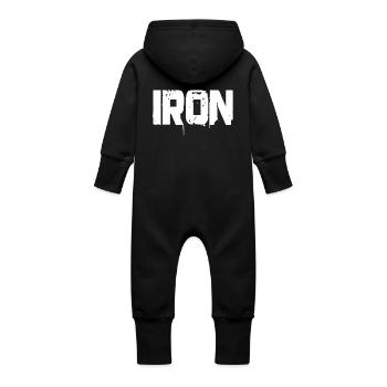 iron shirt - Baby Organic Sweat Overalls With Hood - vanilla - Back