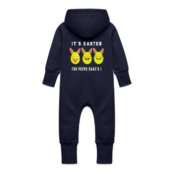 Emoji-Häschen-Eier Es ist Ostern für Blick-Grund - Baby Bio Sweat Overall mit Kapuze - Navy - Hinten