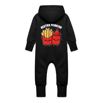 Un ketchup et des frites mignons pour la nourriture - Grenouillère à capuche bio en molleton Bébé - vanille - Dos