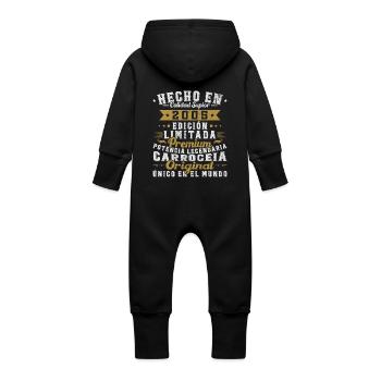 Made in 2005 20 Year Old Birthday Gift - Baby Organic Sweat Overalls With Hood - vanilla - Back