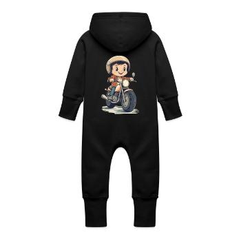 Motorrad für Kinder Design - Baby Bio Sweat Overall mit Kapuze - Vanille-Milchshake - Hinten