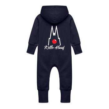 Karneval Köln Kölle Alaaf Kölner Dom Lustig Clown - Baby Bio Sweat Overall mit Kapuze - Navy - Hinten