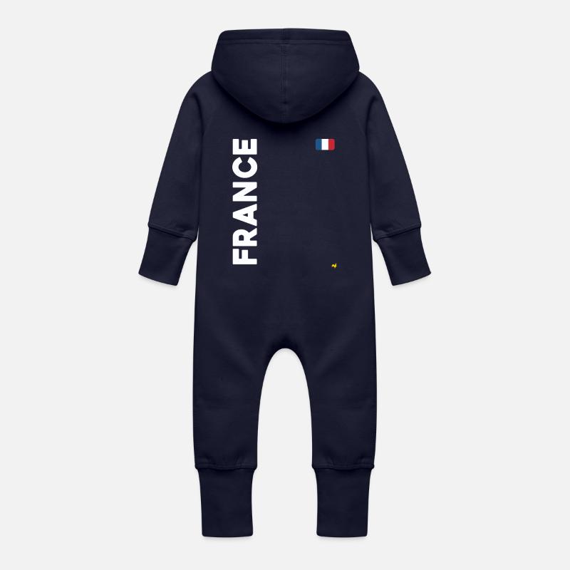 Frankreich - Baby Bio Sweat Overall mit Kapuze - Navy