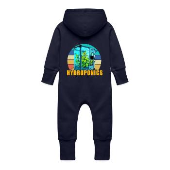 Hydroponics - Baby Organic Sweat Overalls With Hood - navy - Back