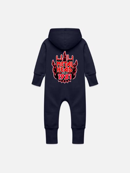 METALHEAD since 1981 - Baby Bio Sweat Overall mit Kapuze - Navy