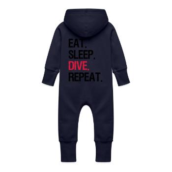 Mangez Sommeil Répéter Plongée - Grenouillère à capuche bio en molleton Bébé - marine - Dos