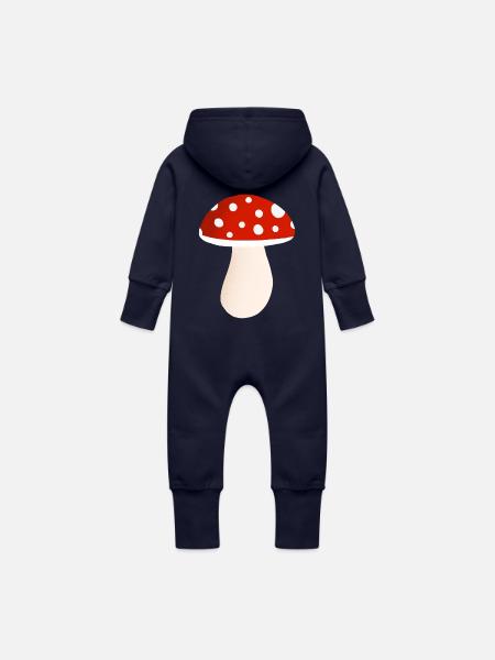 Fliegenpilz - Baby Bio Sweat Overall mit Kapuze - Navy