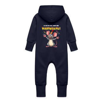 Karneval Kostüm Party Maus Köln Kölle Alaaf Lustig - Baby Bio Sweat Overall mit Kapuze - Navy - Hinten