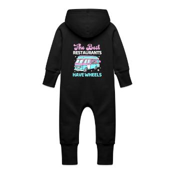 Snack Food Truck - Baby Organic Sweat Overalls With Hood - vanilla - Back