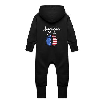 Baby Shower July - Baby Organic Sweat Overalls With Hood - vanilla - Back