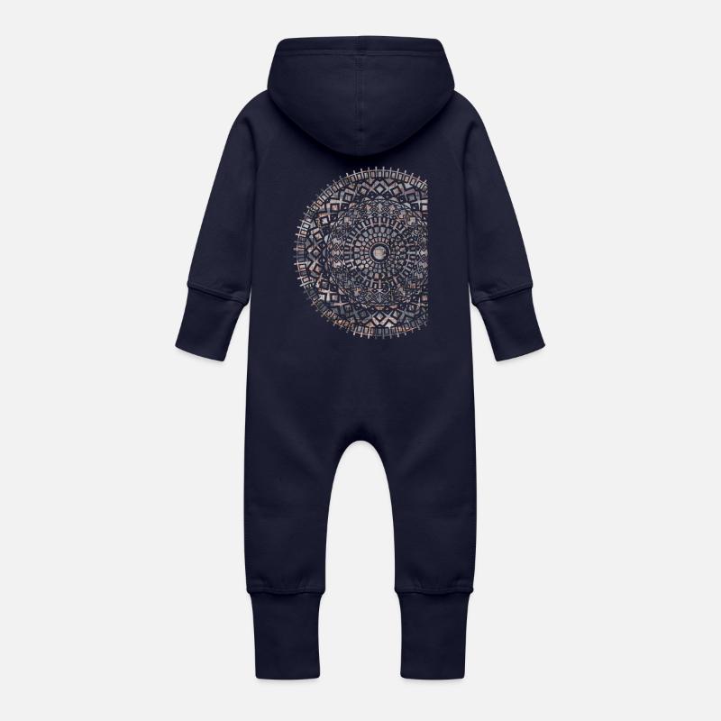 mandala - Grenouillère à capuche bio en molleton Bébé - marine