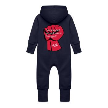 "Verwandelt euren Hass in Energie", Che - Baby Bio Sweat Overall mit Kapuze - Navy - Hinten