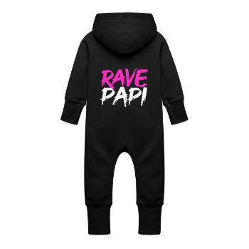 Techno House, Electro Festival, Hardstyle, Rave, Dad - Grenouillère à capuche bio en molleton Bébé - vanille - Dos