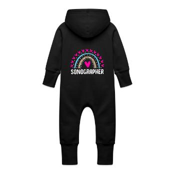 Cardiogram Cardiography - Baby Organic Sweat Overalls With Hood - vanilla - Back