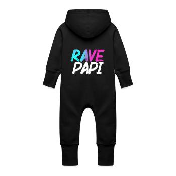 Rave Dad Techno House Electro Festival Hardstyle - Grenouillère à capuche bio en molleton Bébé - vanille - Dos