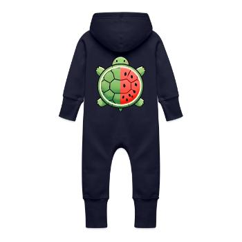 Natures Sweet Blend Wassermelone Schildkröte - Baby Bio Sweat Overall mit Kapuze - Navy - Hinten