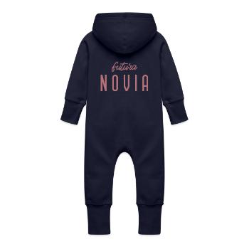 Futura Novia Engagement Bridal Shower Wedding - Baby Organic Sweat Overalls With Hood - navy - Back