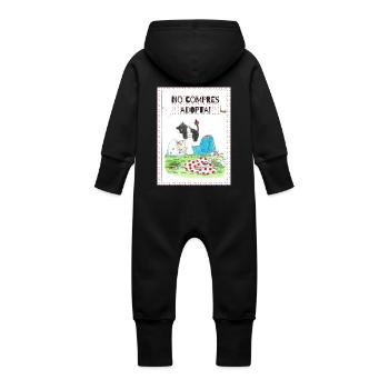 Adopt furry family - Baby Organic Sweat Overalls With Hood - vanilla - Back