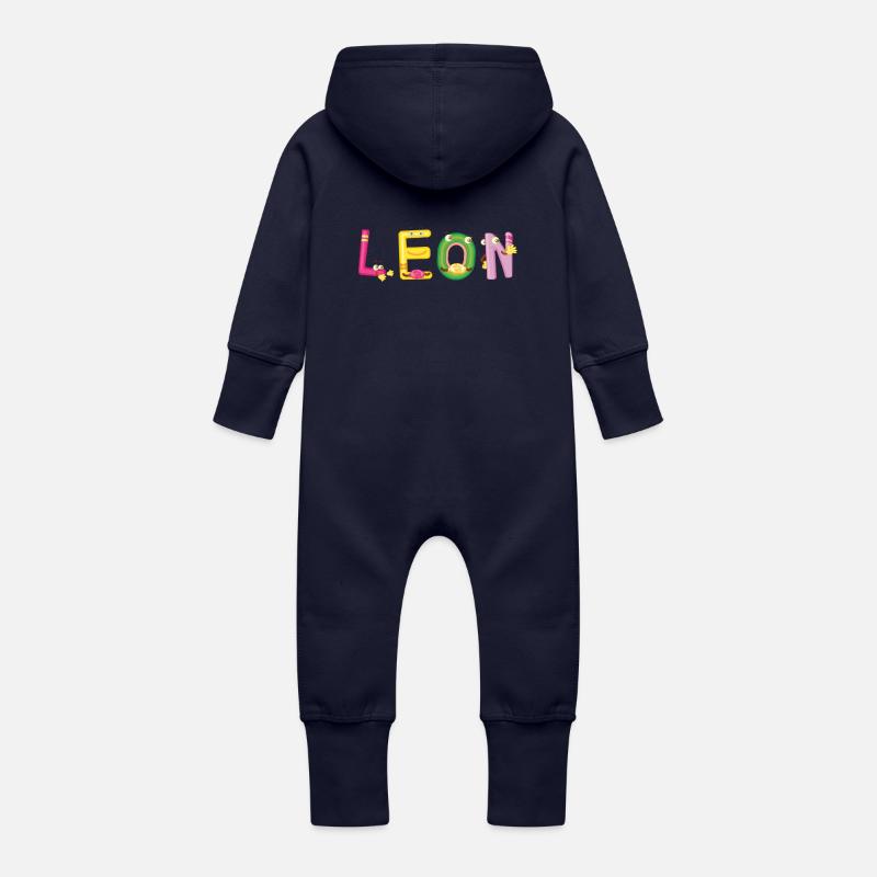 Leon - Grenouillère à capuche bio en molleton Bébé - marine