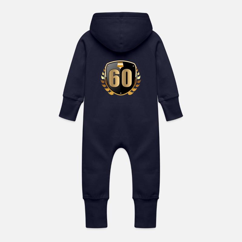 60. Geburtstag - Baby Bio Sweat Overall mit Kapuze - Navy