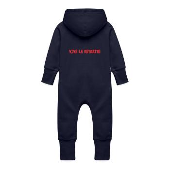 RETRAITE. BONNE RETRAITE. JOYEUSE RETRAITE. COEUR - Grenouillère à capuche bio en molleton Bébé - marine - Dos