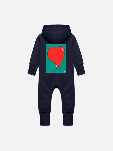 Kuoro-Seemann verspricht - Baby Bio Sweat Overall mit Kapuze - Navy