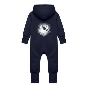 Plongeur apnee entouré de poisson - Grenouillère à capuche bio en molleton Bébé - marine - Dos