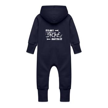 Wenn es nicht kaputt ist repariere es nicht! - Baby Bio Sweat Overall mit Kapuze - Navy - Hinten