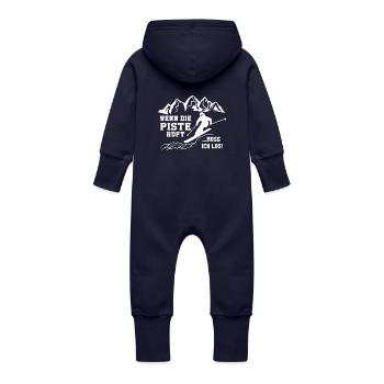 Wenn die Piste ruft..muss ich los - Baby Bio Sweat Overall mit Kapuze - Navy - Hinten