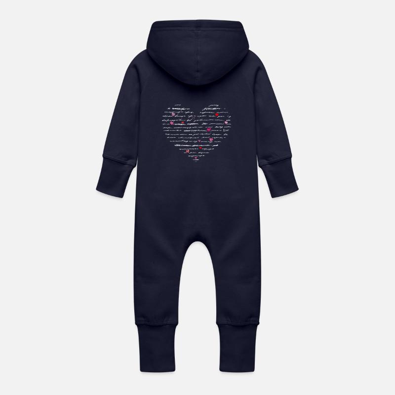 coeur, amour, la mode, à la mode. - Grenouillère à capuche bio en molleton Bébé - marine