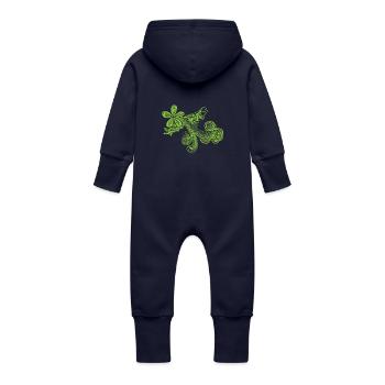 dessin-vert - Grenouillère à capuche bio en molleton Bébé - marine - Dos