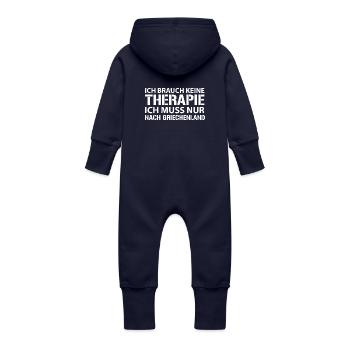 Ich muss nur nach Griechenland! - Baby Bio Sweat Overall mit Kapuze - Navy - Hinten