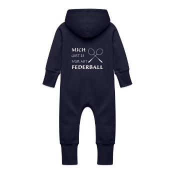 Nur mit Federball - Baby Bio Sweat Overall mit Kapuze - Navy - Hinten