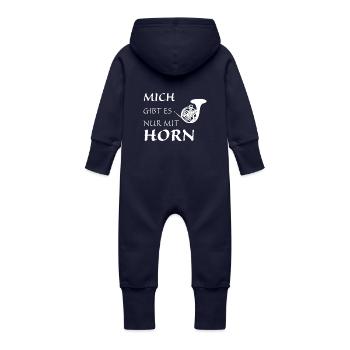 Nur mit Horn - Baby Bio Sweat Overall mit Kapuze - Navy - Hinten