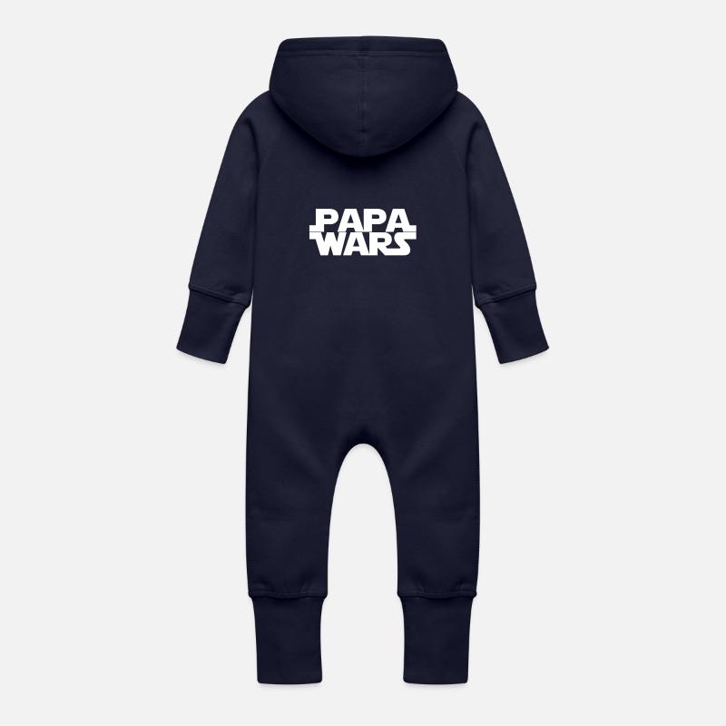 Papa guerres - blanc - Grenouillère à capuche bio en molleton Bébé - marine