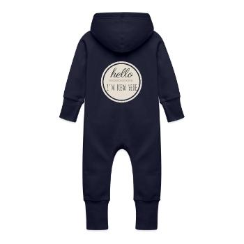 bonjour je suis nouveau ici - Grenouillère à capuche bio en molleton Bébé - marine - Dos