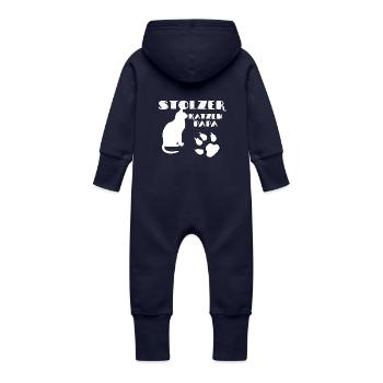 stolzer katzen papa - Baby Bio Sweat Overall mit Kapuze - Navy - Hinten