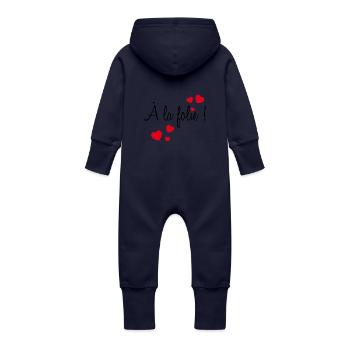 A la folie ! - Grenouillère à capuche bio en molleton Bébé - marine - Dos